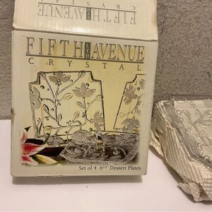 FIFTH AVENUE Crystal Clear Industries VISCOUNT Pattern - Set of 4 DESSERT PLATES